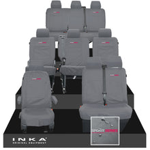 Load image into Gallery viewer, VW Transporter Shuttle T6.1, T6 Full Set Tailored Waterproof Seat Covers Grey MY 15-23