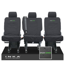 Load image into Gallery viewer, VW Transporter Shuttle T6.1, T6 Rear 1+1+1 Tailored Waterproof Seat Covers Black MY-15-23