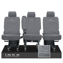 Load image into Gallery viewer, VW Transporter Shuttle T6.1, T6 Rear 1+1+1 Tailored Waterproof Seat Covers Grey MY-15-23