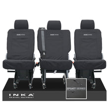 Load image into Gallery viewer, VW Transporter Shuttle T6.1, T6 Rear 1+1+1 Tailored Waterproof Seat Covers Black MY-15-23