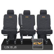Load image into Gallery viewer, VW Transporter Shuttle T6.1, T6 Rear 1+1+1 Tailored Waterproof Seat Covers Black MY-15-23