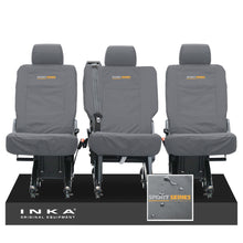 Load image into Gallery viewer, VW Transporter Shuttle T6.1, T6 Rear 1+1+1 Tailored Waterproof Seat Covers Grey MY-15-23