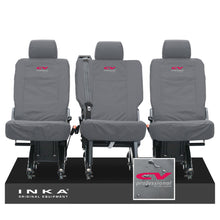 Load image into Gallery viewer, VW Transporter Shuttle T6.1, T6 Rear 1+1+1 Tailored Waterproof Seat Covers Grey MY-15-23