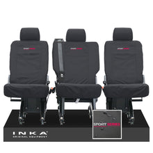 Load image into Gallery viewer, VW Transporter Shuttle T6.1, T6 Rear 1+1+1 Tailored Waterproof Seat Covers Black MY-15-23