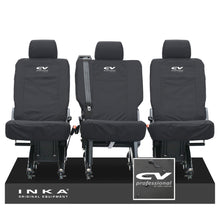 Load image into Gallery viewer, VW Transporter Shuttle T6.1, T6 Rear 1+1+1 Tailored Waterproof Seat Covers Black MY-15-23