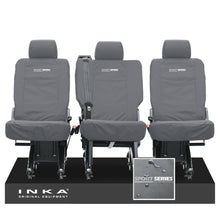 Load image into Gallery viewer, VW Transporter Shuttle T6.1, T6 Rear 1+1+1 Tailored Waterproof Seat Covers Grey MY-15-23