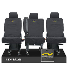 Load image into Gallery viewer, VW Transporter Shuttle T6.1, T6 Rear 1+1+1 Tailored Waterproof Seat Covers Black MY-15-23