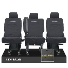 Load image into Gallery viewer, VW Transporter Shuttle T6.1, T6 Rear 1+1+1 Tailored Waterproof Seat Covers Black MY-15-23