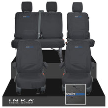 Load image into Gallery viewer, VW Transporter T6.1, T6, T5.1 Front 1+1 & Rear 2+1 Tailored Waterproof Seat Covers Black MY-10-24 - Sport-Series Embroidery