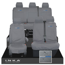 Load image into Gallery viewer, VW Transporter T6.1, T6, T5.1 Front 1+2 & Rear Triple Tailored Waterproof Seat Covers Grey MY 10-24