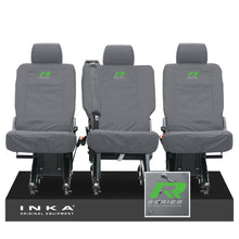 Load image into Gallery viewer, VW Transporter Shuttle T6.1, T6 Rear 1+1+1 Tailored Waterproof Seat Covers Grey MY-15-23