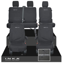 Load image into Gallery viewer, VW Transporter T6.1, T6, T5.1 Front 1+1 & Rear 2+1 Tailored Waterproof Seat Covers Black MY-10-24 - Sport-Series Embroidery