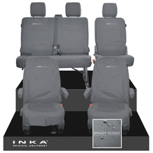 Load image into Gallery viewer, VW Transporter T6.1, T6, T5.1 Front 1+1 & Rear 2+1 Tailored Waterproof Seat Covers Grey MY 10-24