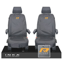 Load image into Gallery viewer, VW Transporter T6.1,T6,T5.1 INKA Front 1+1 Tailored Waterproof Seat Covers Grey - R-Series Embroidery