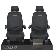 Load image into Gallery viewer, VW Transporter Shuttle T6.1, T6 Front 1+1 Tailored Waterproof Seat Covers Black MY-15-23 - Sport-Series Embroidery