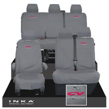Load image into Gallery viewer, VW Transporter T6.1, T6, T5.1 Front 1+2 & Rear Triple Tailored Waterproof Seat Covers Grey MY 10-24