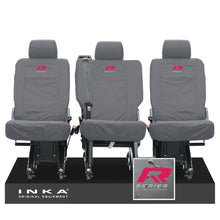 Load image into Gallery viewer, VW Transporter Shuttle T6.1, T6 Rear 1+1+1 Tailored Waterproof Seat Covers Grey MY-15-23
