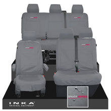 Load image into Gallery viewer, VW Transporter T6.1, T6, T5.1 Front 1+2 & Rear Triple Tailored Waterproof Seat Covers Grey MY 10-24