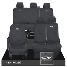 Load image into Gallery viewer, VW Transporter T6.1, T6, T5.1 Front 1+2 & Rear Triple Tailored Waterproof Seat Covers Black MY 10-24