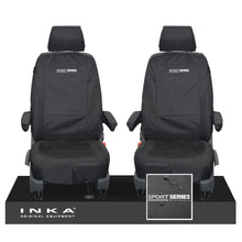 Load image into Gallery viewer, VW Transporter T6.1,T6,T5.1 INKA Front 1+1 Tailored Waterproof Seat Covers Black