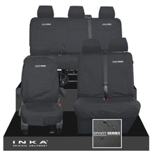 Load image into Gallery viewer, VW Transporter T6.1, T6, T5.1 Front 1+2 & Rear Triple Tailored Waterproof Seat Covers Black MY 10-24