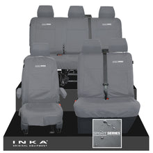 Load image into Gallery viewer, VW Transporter T6.1, T6, T5.1 Front 1+2 & Rear Triple Tailored Waterproof Seat Covers Grey MY 10-24
