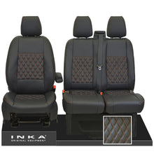 Load image into Gallery viewer, Ford Transit Custom INKA Bentley Diamond Quilt Front 1+2 Leatherette Tailored Seat Covers Black MY-12-23