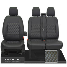 Load image into Gallery viewer, Ford Transit Custom INKA Bentley Diamond Quilt Front 1+2 Leatherette Tailored Seat Covers Black MY-12-23