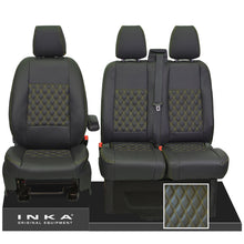 Load image into Gallery viewer, Ford Transit Custom INKA Bentley Diamond Quilt Front 1+2 Leatherette Tailored Seat Covers Black MY-12-23
