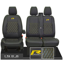 Load image into Gallery viewer, Ford Transit Custom INKA R-SPORT Bentley Diamond Quilt Leatherette Front 1+2 Tailored Seat Covers Black MY-12-23