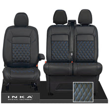 Load image into Gallery viewer, All New Ford Transit Custom Front 1+2 INKA Bentley Leatherette Tailored Seat Covers Black MY-2024 (Choice of 7 Colours)