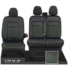 Load image into Gallery viewer, All New Ford Transit Custom Front 1+2 INKA Bentley Leatherette Tailored Seat Covers Black MY-2024 (Choice of 7 Colours)