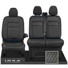 Load image into Gallery viewer, All New Ford Transit Custom Front 1+2 INKA Bentley Leatherette Tailored Seat Covers Black MY-2024 (Choice of 7 Colours)