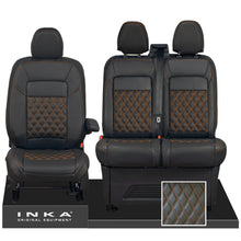 Load image into Gallery viewer, All New Ford Transit Custom Front 1+2 INKA Bentley Leatherette Tailored Seat Covers Black MY-2024 (Choice of 7 Colours)