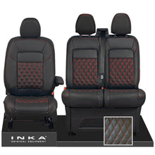 Load image into Gallery viewer, All New Ford Transit Custom Front 1+2 INKA Bentley Leatherette Tailored Seat Covers Black MY-2024 (Choice of 7 Colours)