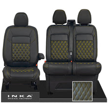 Load image into Gallery viewer, All New Ford Transit Custom Front 1+2 INKA Bentley Leatherette Tailored Seat Covers Black MY-2024 (Choice of 7 Colours)
