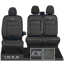 Load image into Gallery viewer, All New Ford Transit Custom R-SPORT Front 1+2 INKA Bentley Leatherette Tailored Seat Covers Black MY-2024 (Choice of 7 Colours)