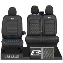 Load image into Gallery viewer, All New Ford Transit Custom R-SPORT Front 1+2 INKA Bentley Leatherette Tailored Seat Covers Black MY-2024 (Choice of 7 Colours)