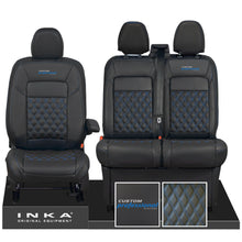 Load image into Gallery viewer, All New Ford Transit Custom Front 1+2 CUSTOM PROFESSIONAL INKA Bentley Leatherette Tailored Seat Covers Black MY-2024 (Choice of 7 Colours)
