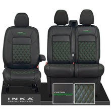 Load image into Gallery viewer, All New Ford Transit Custom Front 1+2 CUSTOM PROFESSIONAL INKA Bentley Leatherette Tailored Seat Covers Black MY-2024 (Choice of 7 Colours)