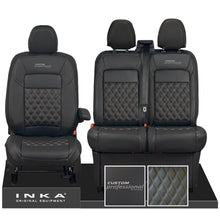 Load image into Gallery viewer, All New Ford Transit Custom Front 1+2 CUSTOM PROFESSIONAL INKA Bentley Leatherette Tailored Seat Covers Black MY-2024 (Choice of 7 Colours)