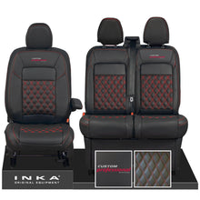 Load image into Gallery viewer, All New Ford Transit Custom Front 1+2 CUSTOM PROFESSIONAL INKA Bentley Leatherette Tailored Seat Covers Black MY-2024 (Choice of 7 Colours)