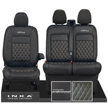 Load image into Gallery viewer, All New Ford Transit Custom Front 1+2 CUSTOM PROFESSIONAL INKA Bentley Leatherette Tailored Seat Covers Black MY-2024 (Choice of 7 Colours)