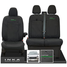 Load image into Gallery viewer, The All New Ford Transit Custom INKA Front 1+2 Tailored Waterproof Seat Covers Set Black MY-2024 Onwards
