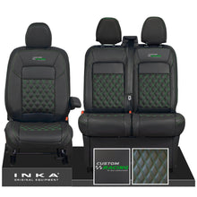 Load image into Gallery viewer, All New Ford Transit Custom Front 1+2 CUSTOM RACING INKA Bentley Leatherette Tailored Seat Covers Black MY-2024 (Choice of 7 Colours)