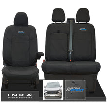 Load image into Gallery viewer, All New Ford Transit Custom INKA Front 1+2 Tailored Waterproof Seat Covers Set Black MY-2024 Onwards
