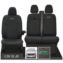 Load image into Gallery viewer, All New Ford Transit Custom INKA Front 1+2 Tailored Waterproof Seat Covers Set Black MY-2024 Onwards