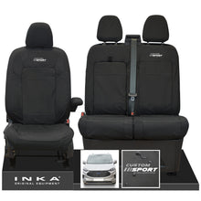 Load image into Gallery viewer, All New Ford Transit Custom INKA Front 1+2 Tailored Waterproof Seat Covers Set Black MY-2024 Onwards