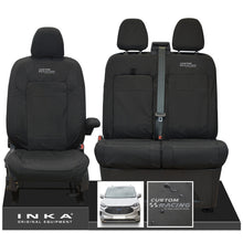 Load image into Gallery viewer, All New Ford Transit Custom INKA Front 1+2 Tailored Waterproof Seat Covers Set Black MY-2024 Onwards