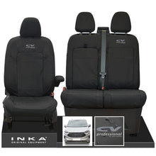 Load image into Gallery viewer, The All New Ford Transit Custom INKA Front 1+2 Tailored Waterproof Seat Covers Set Black MY-2024 Onwards